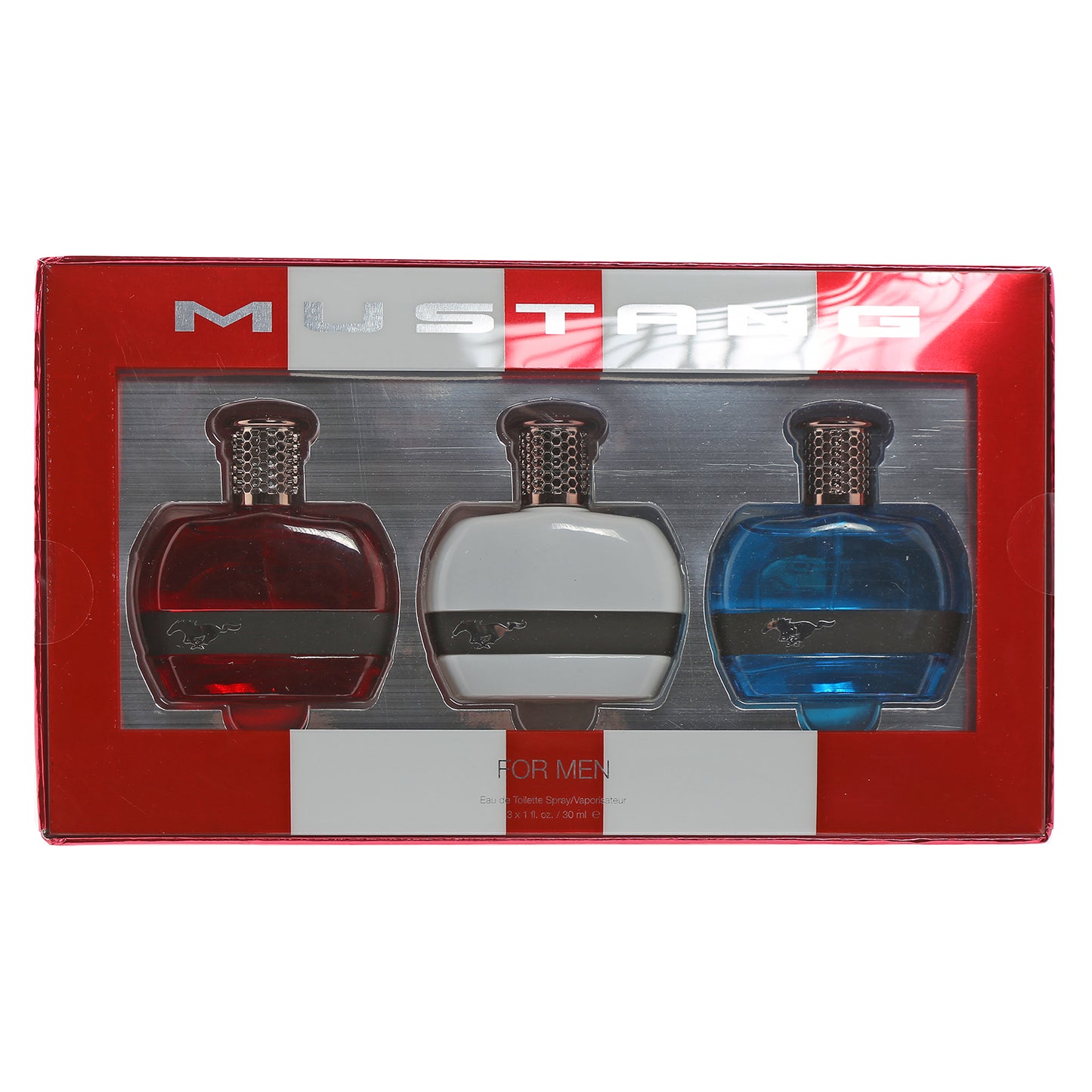 MUSTANG COFFRET SET RED WHITE BLUE 1 OZ SET SET