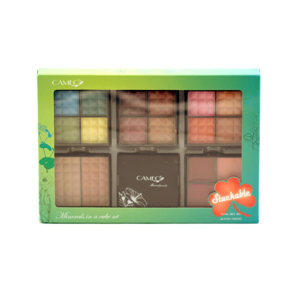 CAMEO MAKE UP KIT STACKABLE MINERAL CUBE GREEN/CG1830 A SET