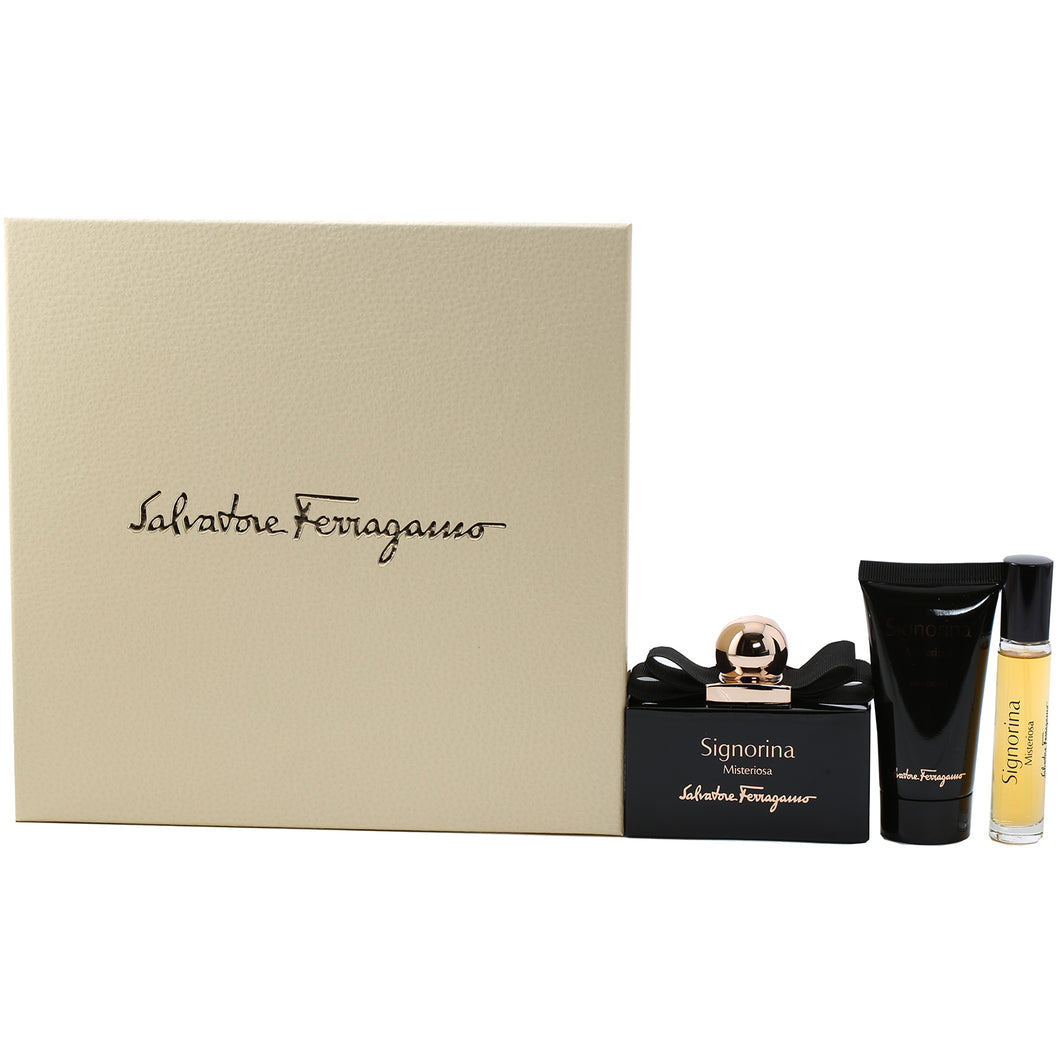 FERRAGAMO MISTERIOSA LADIES SET 3.4 EDP/1.7 BL/.34 MINI SET