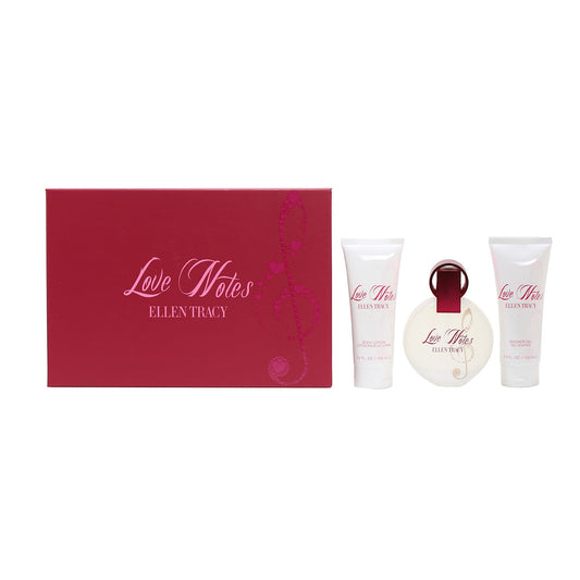ELLEN TRACY LOVE NOTES 3.4 OZ SPRAY/3.4 OZ BLTN/3.4 OZ SG SET