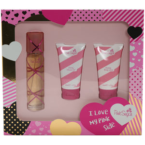 PINK SUGAR by AQUOLINA LADIES SET 1.7 EDT/1.7SG/1.7 BL SET