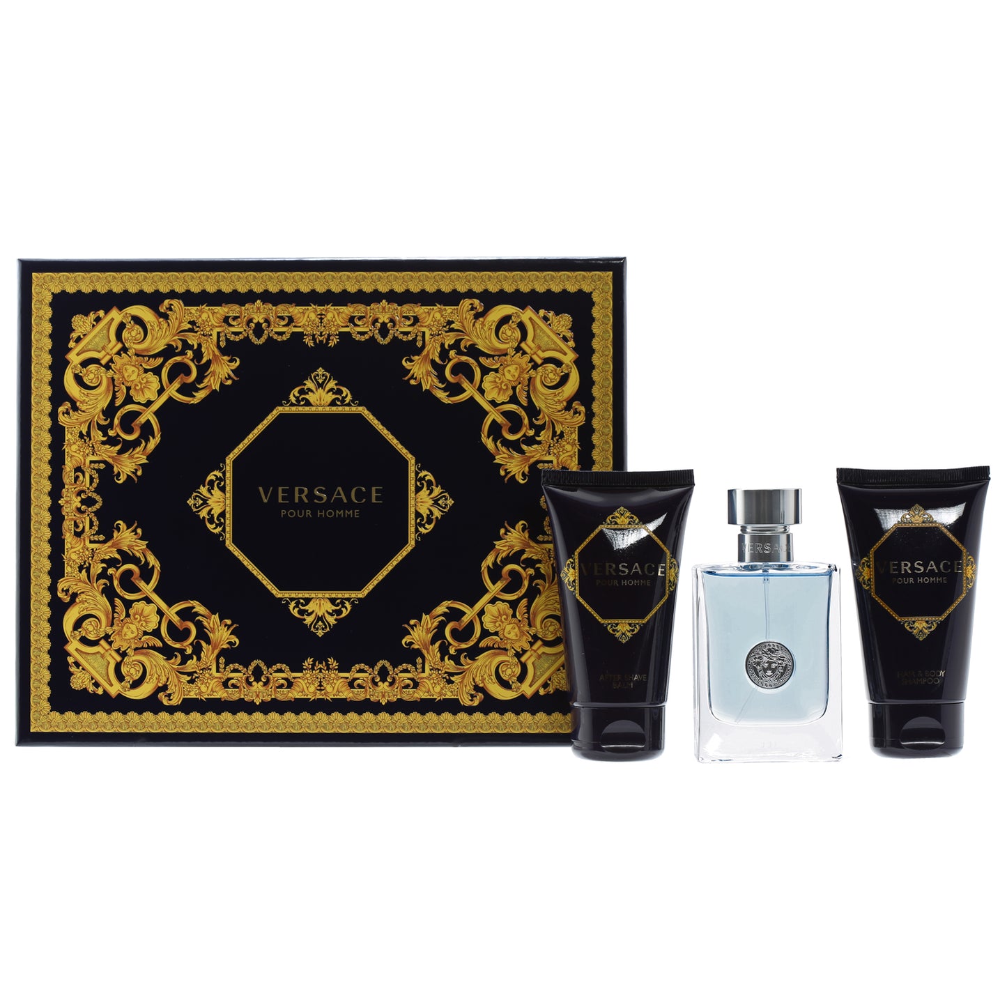 VERSACE POUR HOMME 1.7 SP/1.7 ASB/1.7 H/B SHAMPOO HARD BOX SET