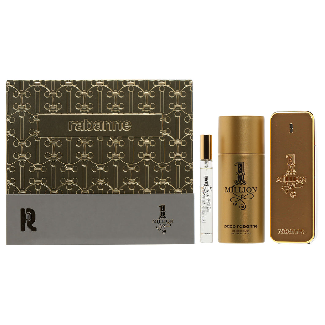 PACO RABANNE ONE MILLION SET 3.4 EDT/5.1 DEO SPRAY/.34 EDT SET