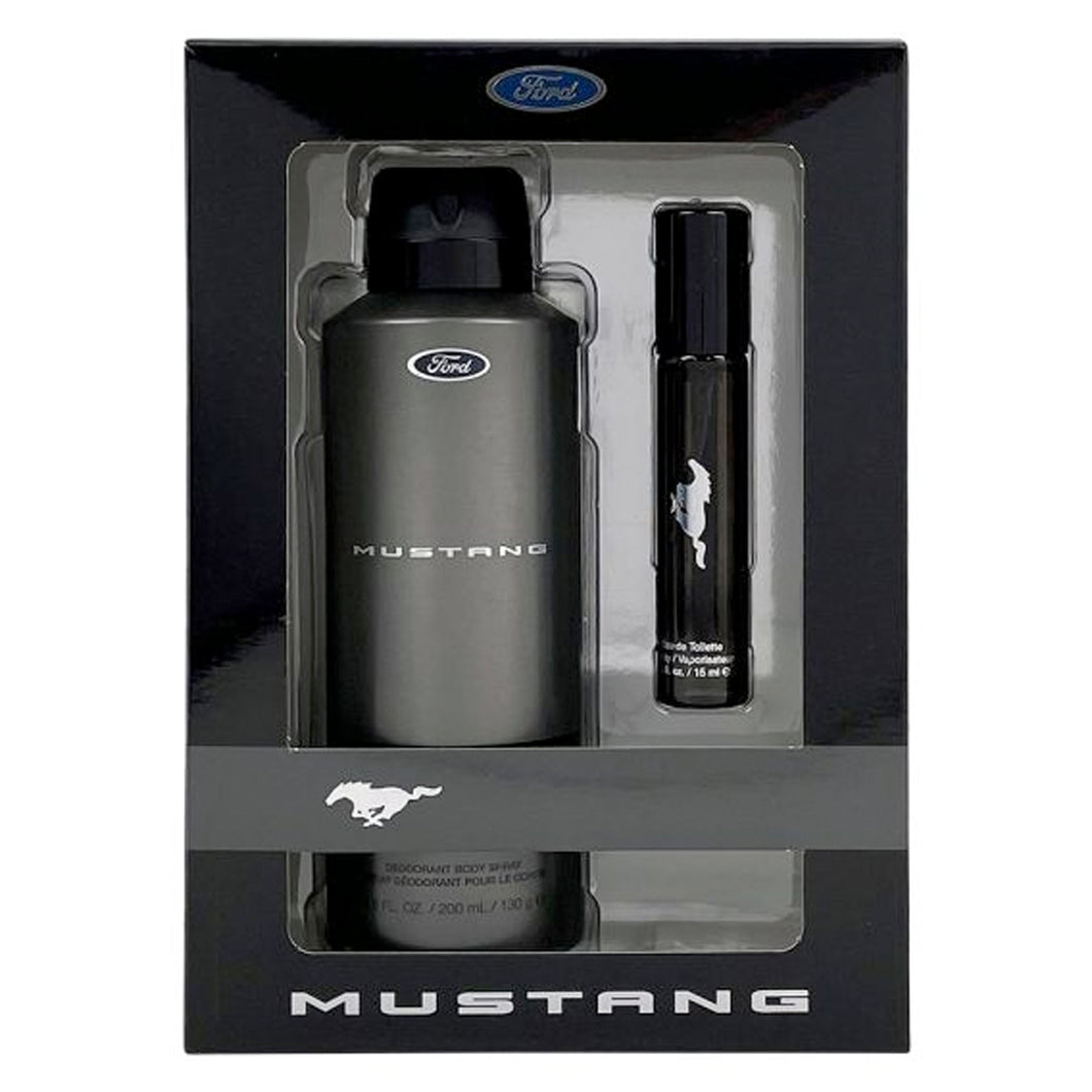 MUSTANG BLACK MENS SET 6.7 BODY SPRAY/ .5 EDT SET