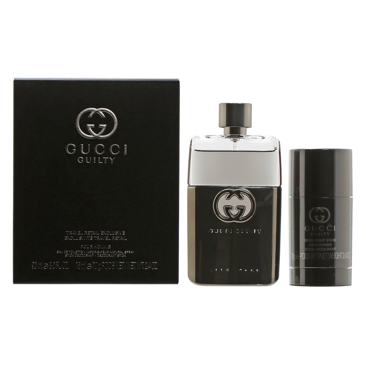 GUCCI GUILTY MEN TRAVEL SET 3 OZ EDT SP/2.4 OZ DEO STICK SET