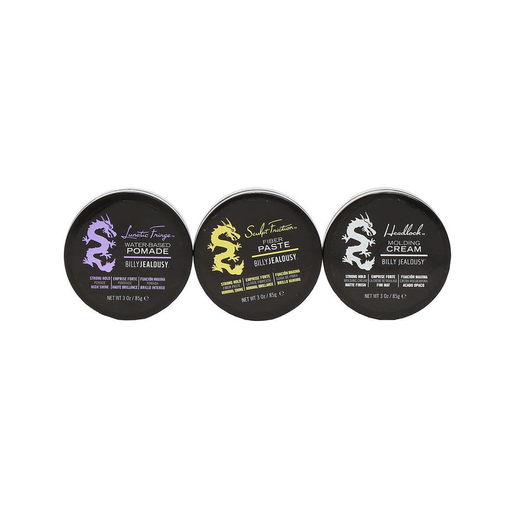 BILLY JEALOUSY FULL SIZE SALON TRIO #3/PASTE/POMADE/CREAM TRIO