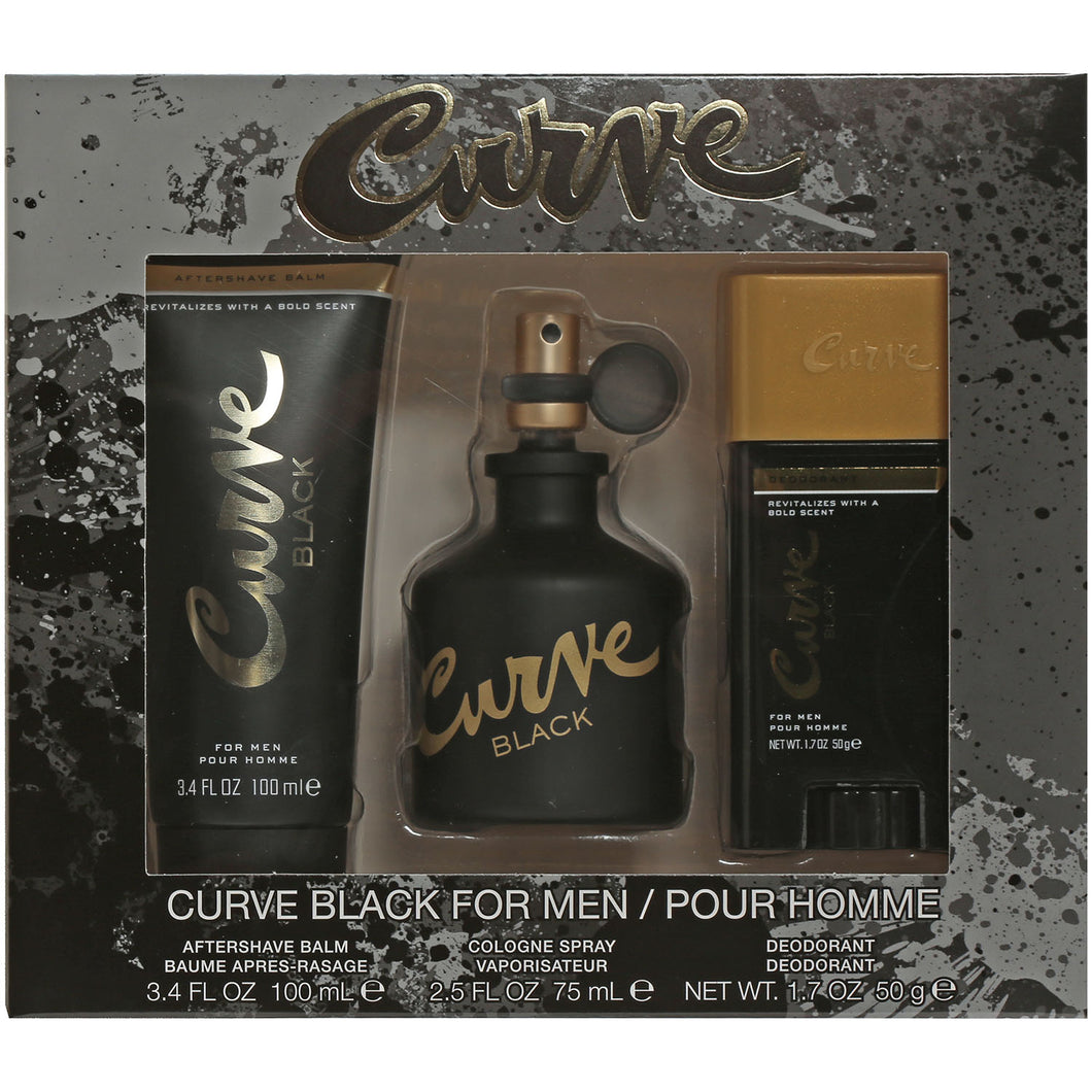 CURVE BLACK by LIZ CLAIBORNE MEN SET 2.5 EDC/3.4 ASB/1.7DEO SET